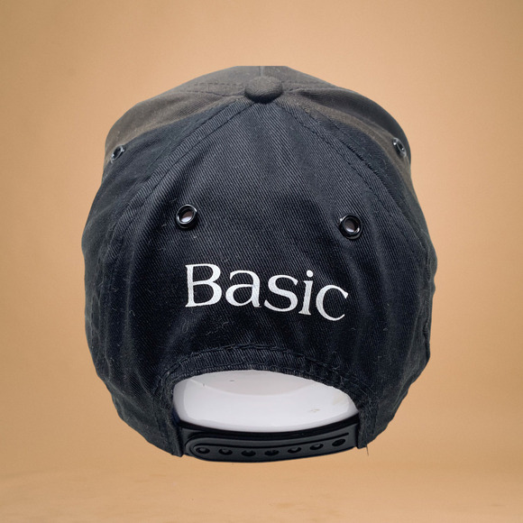 Vintage "Your Basic Cap" Black Snapback 6 Panel Hat Habitat Industries Taiwan - Picture 3 of 6